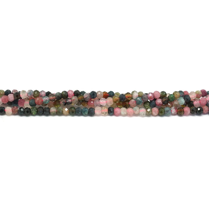 This is a Dakota Stones 2x3mm Tourmaline Gemstone strand with A grade faceted rondelle beads in 15-16 inch strand.