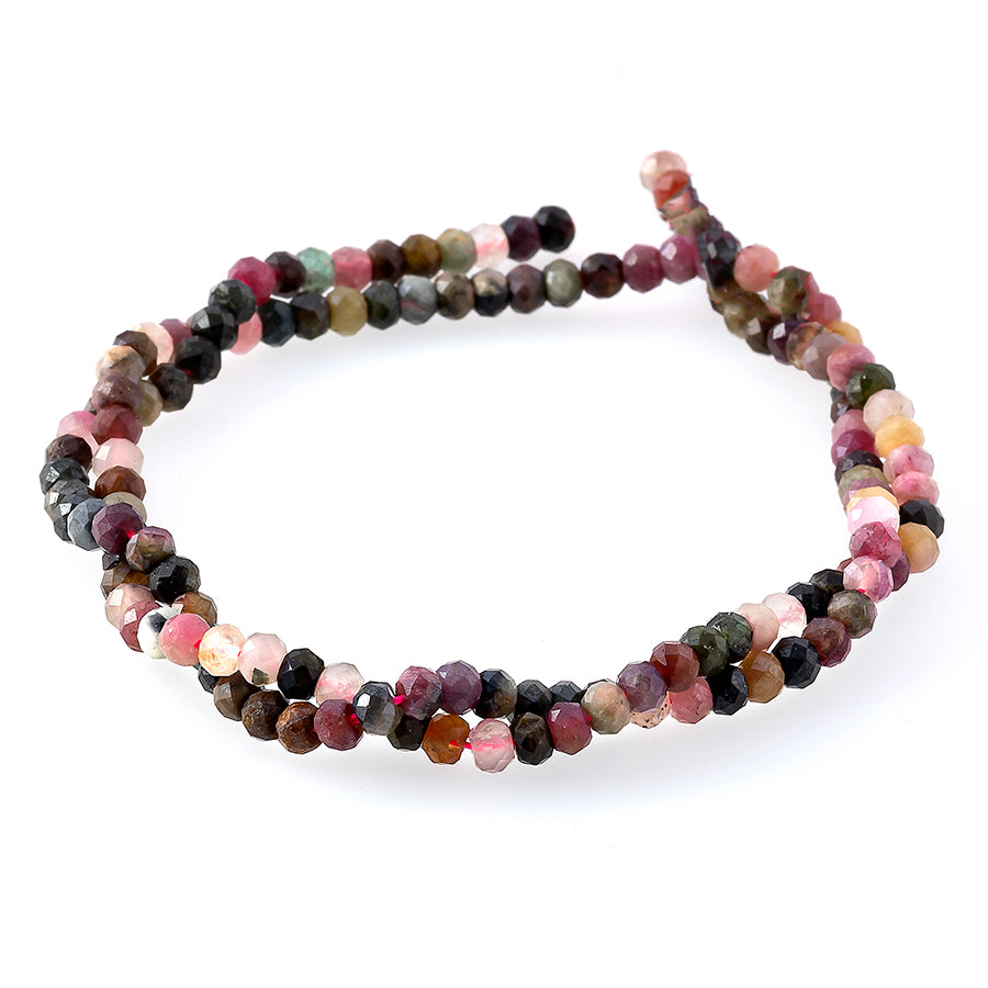 Tourmaline Multi Plated 3X4mm Rondelle Faceted - 15-16 Inch