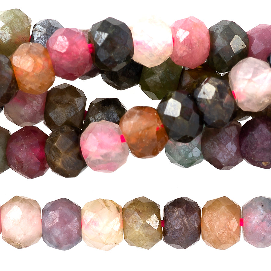 Tourmaline Multi Plated 3X4mm Rondelle Faceted - 15-16 Inch