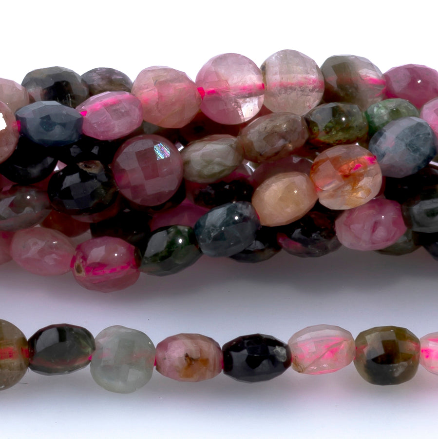 Multi Tourmaline 4mm Coin Faceted - 15-16 Inch