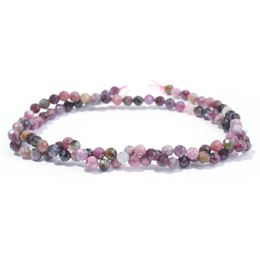 Multi Tourmaline 4mm Round Faceted- 15-16 Inch