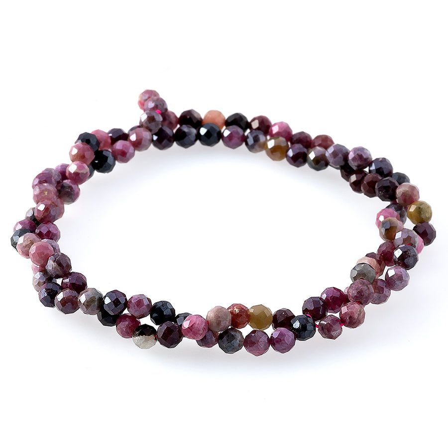 Tourmaline Multi Plated 4mm Round Faceted - 15-16 Inch