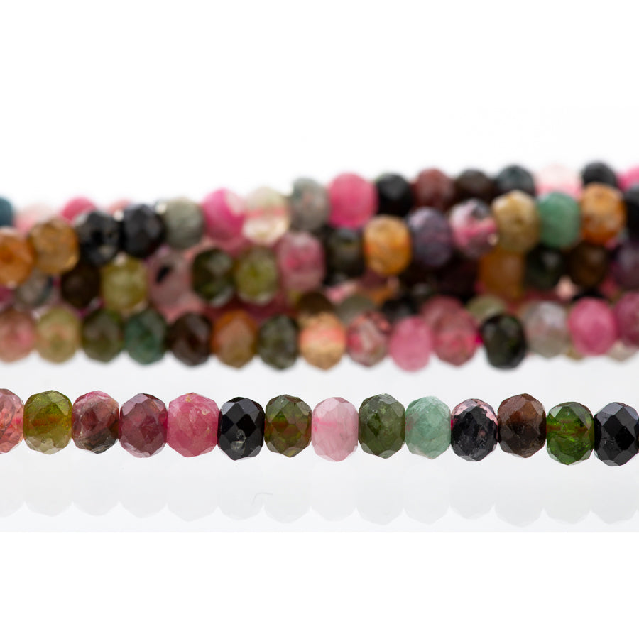 Multi Tourmaline 4mm Rondelle Faceted - 15-16 Inch