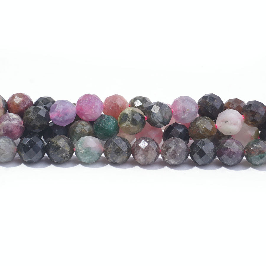 Multi Tourmaline 6mm Round Faceted- 15-16 Inch