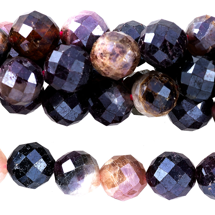 Tourmaline Multi Plated 6mm Round Faceted - 15-16 Inch
