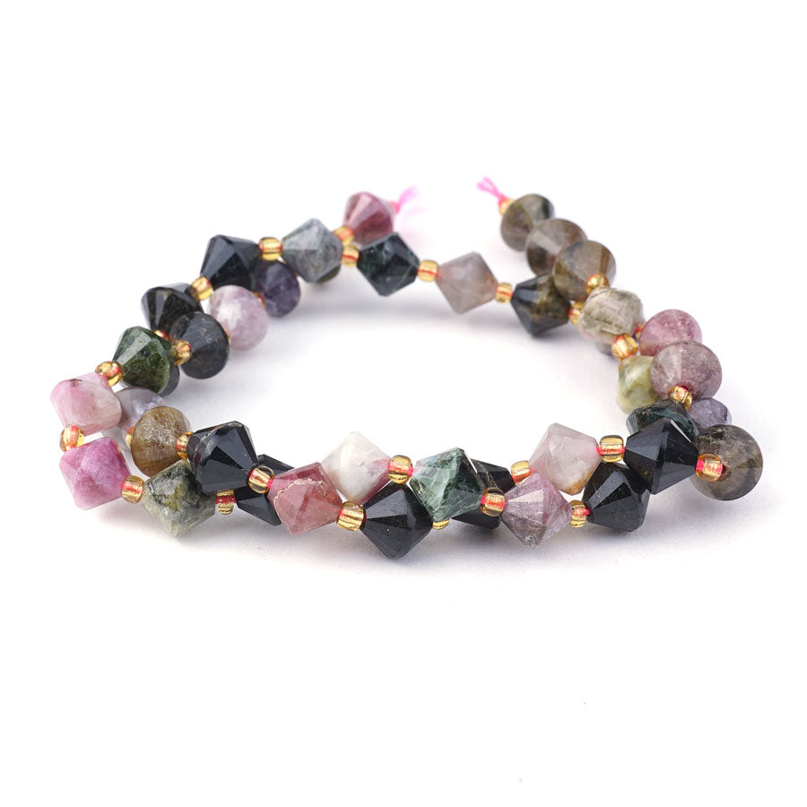 Multi Tourmaline 8mm Bicone Faceted - 15-16 Inch