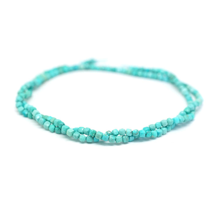 Hubei Turquoise 2mm Faceted Cube - 15-16 Inch