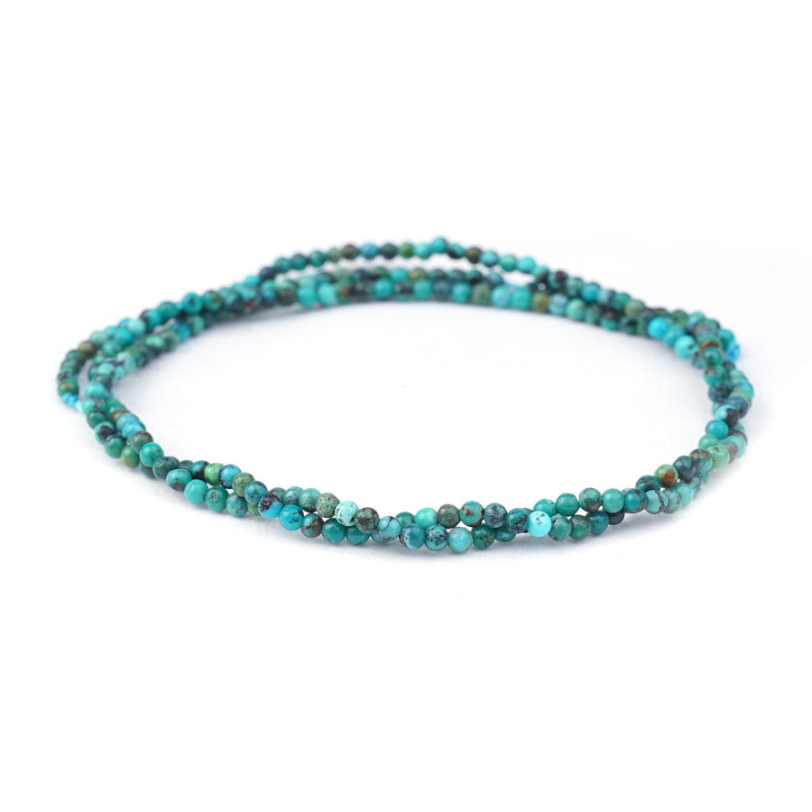 Hubei Turquoise 2mm Blue Matrix Round Faceted A Grade - 15-16 Inch