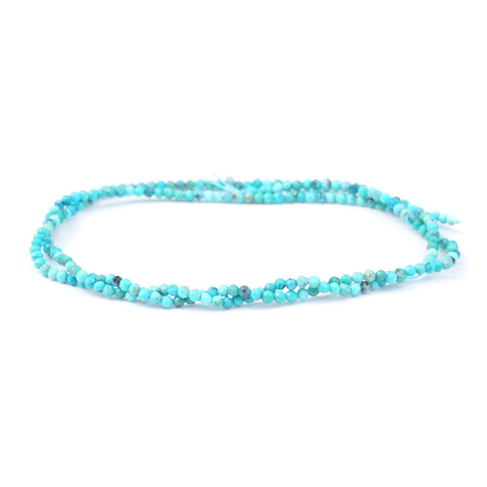 Hubei Turquoise 2mm Microfaceted Round AA Grade - 15-16 inch