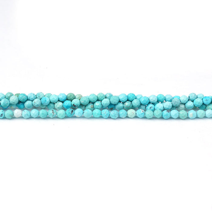 Hubei Turquoise 2mm Light Blue Round Faceted AA Grade - 15-16 Inch