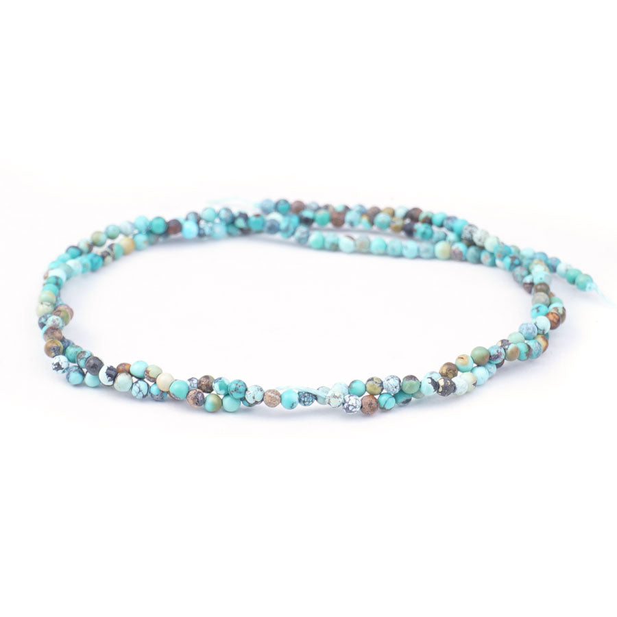 Hubei Turquoise 2mm Round Light Blue Matrix - Limited Editions - 15-16 inch