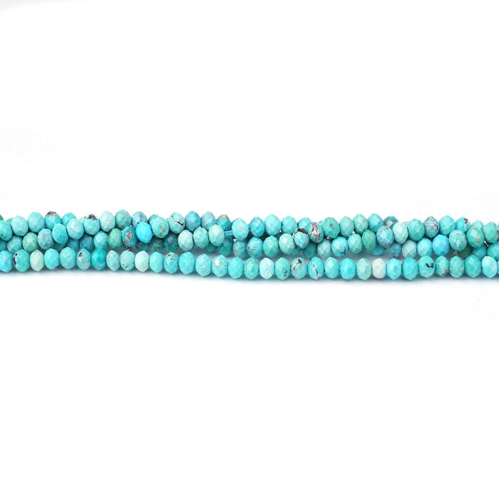 Hubei Turquoise 2X3mm Light Blue Rondelle Faceted AAA Grade - 15-16 Inch