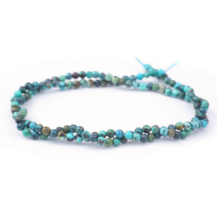 Hubei Turquoise 3mm Round Matrix A Grade - 15-16 inch