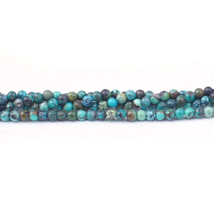 Hubei Turquoise 3mm Round Matrix A Grade - 15-16 inch