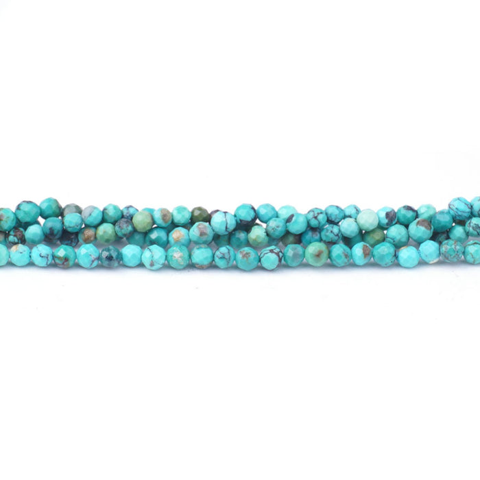 Hubei Turquoise 3mm Microfaceted Round Blue Green Matrix - Limited Editions - 15-16 inch