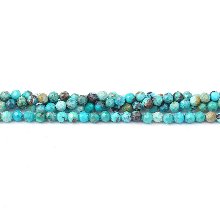 Hubei Turquoise 3mm Light Blue Round Faceted A Grade - 15-16 Inch