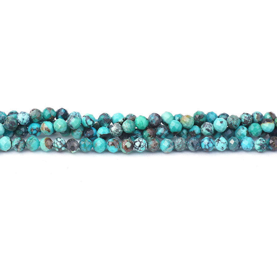 Hubei Turquoise 3mm Blue Matrix Round Faceted A Grade - 15-16 Inch