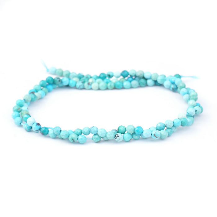 Hubei Turquoise 3mm Mirofaceted Round Light Blue AA Grade - Limited Editions - 15-16 inch