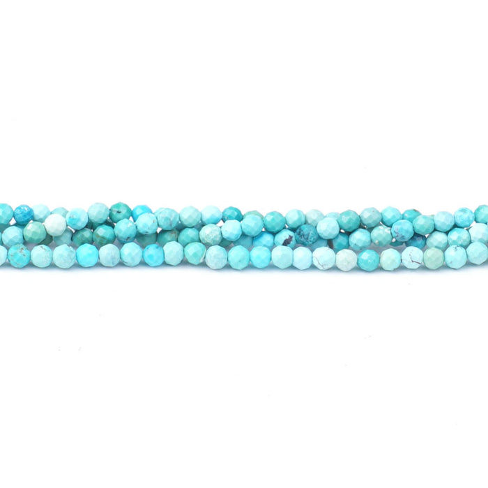 Hubei Turquoise 3mm Mirofaceted Round Light Blue AA Grade - Limited Editions - 15-16 inch