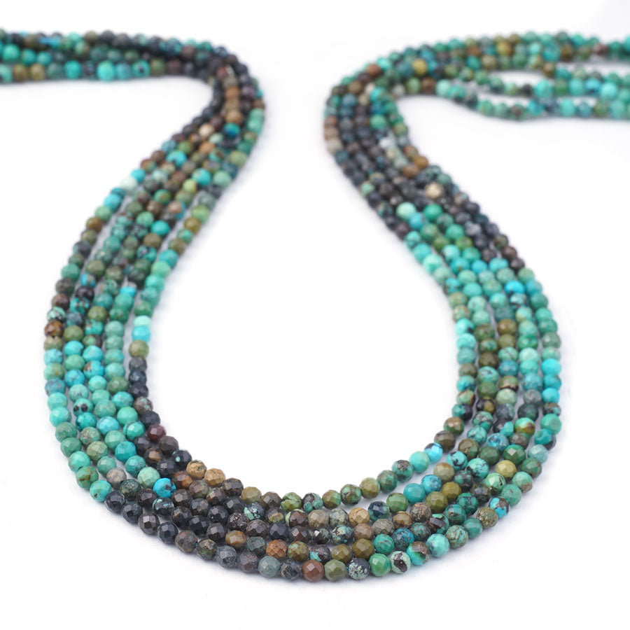 Hubei Turquoise 3mm Multi Blue Black Round Faceted Banded - 15-16 Inch