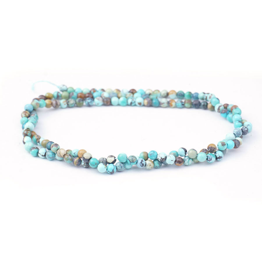 Hubei Turquoise 3mm Round Light Blue Matrix - Limited Editions - 15-16 inch
