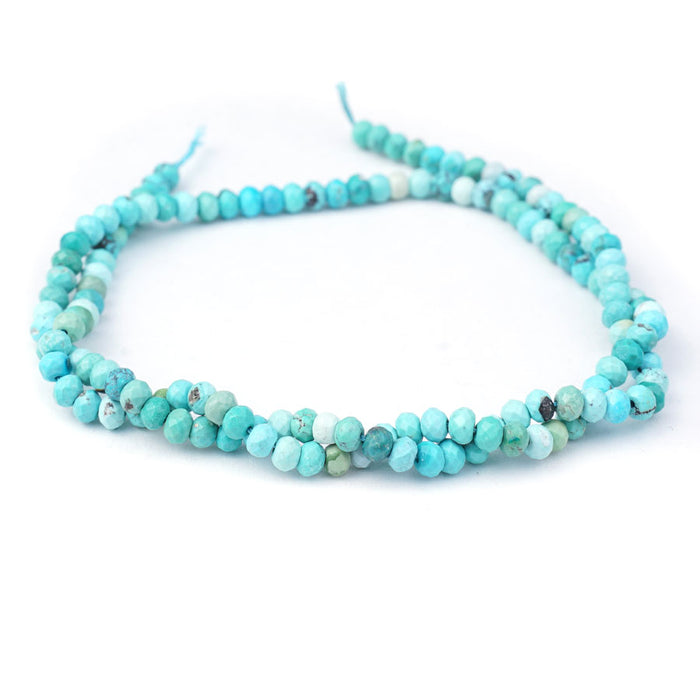 Hubei Turquoise 3X4mm Light Blue Rondelle Faceted AA Grade - 15-16 Inch