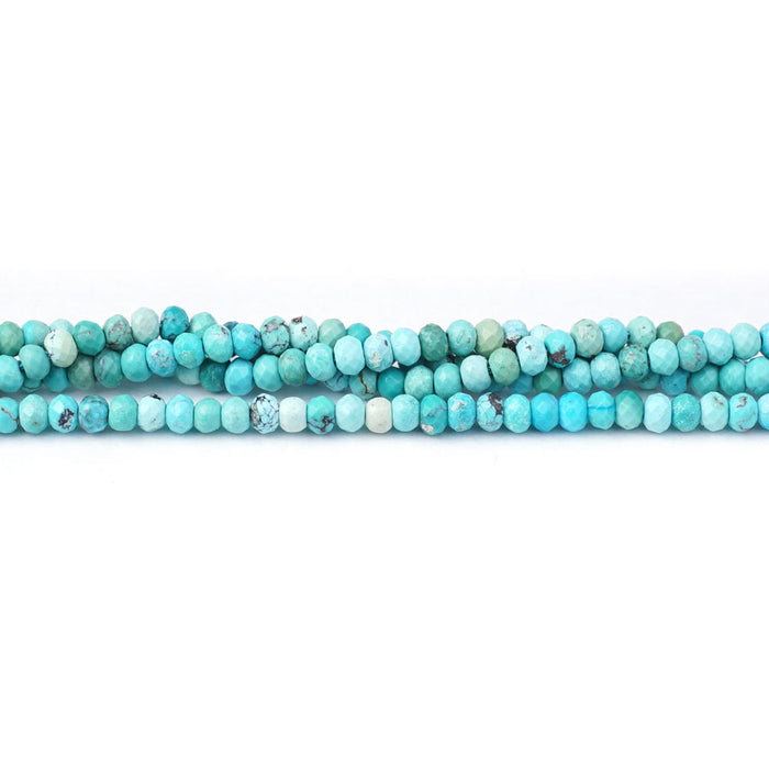 Hubei Turquoise 3X4mm Light Blue Rondelle Faceted AA Grade - 15-16 Inch