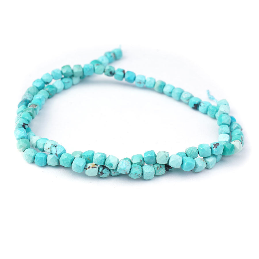 Hubei Turquoise 4mm Cube Faceted AAA Grade - 15-16 Inch