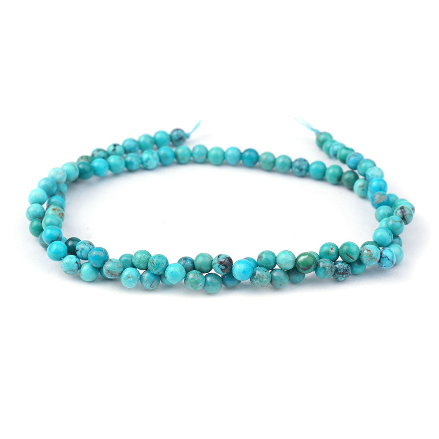 Hubei Turquoise 4mm Blue Green Round AA Grade - 15-16 Inch