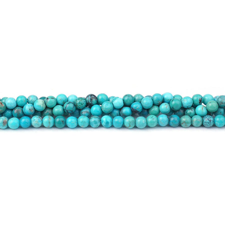 Hubei Turquoise 4mm Blue Green Round AA Grade - 15-16 Inch