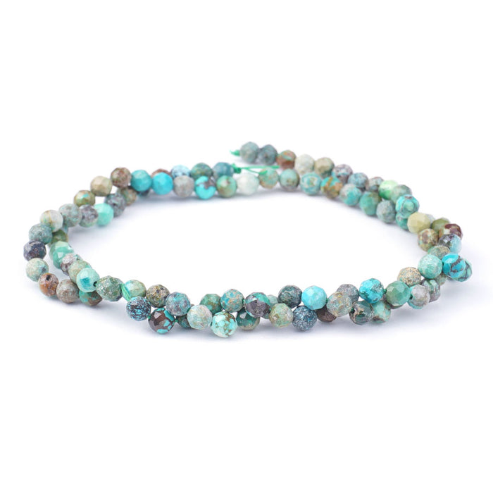 Hubei Turquoise 4mm Faceted Round Matrix Multi - Limited Editions - 15-16 inch