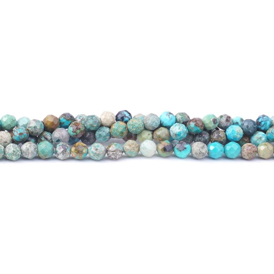 Hubei Turquoise 4mm Faceted Round Matrix Multi - Limited Editions - 15-16 inch