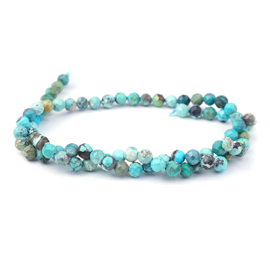 Hubei Turquoise 5mm Light Blue Matrix Round Faceted A Grade - 15-16 Inch