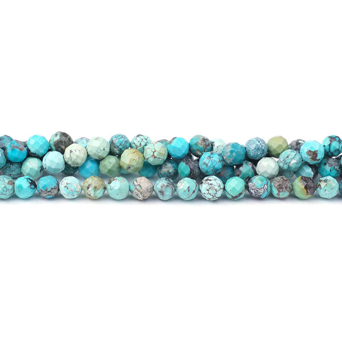 Hubei Turquoise 5mm Light Blue Matrix Round Faceted A Grade - 15-16 Inch - CLEARANCE