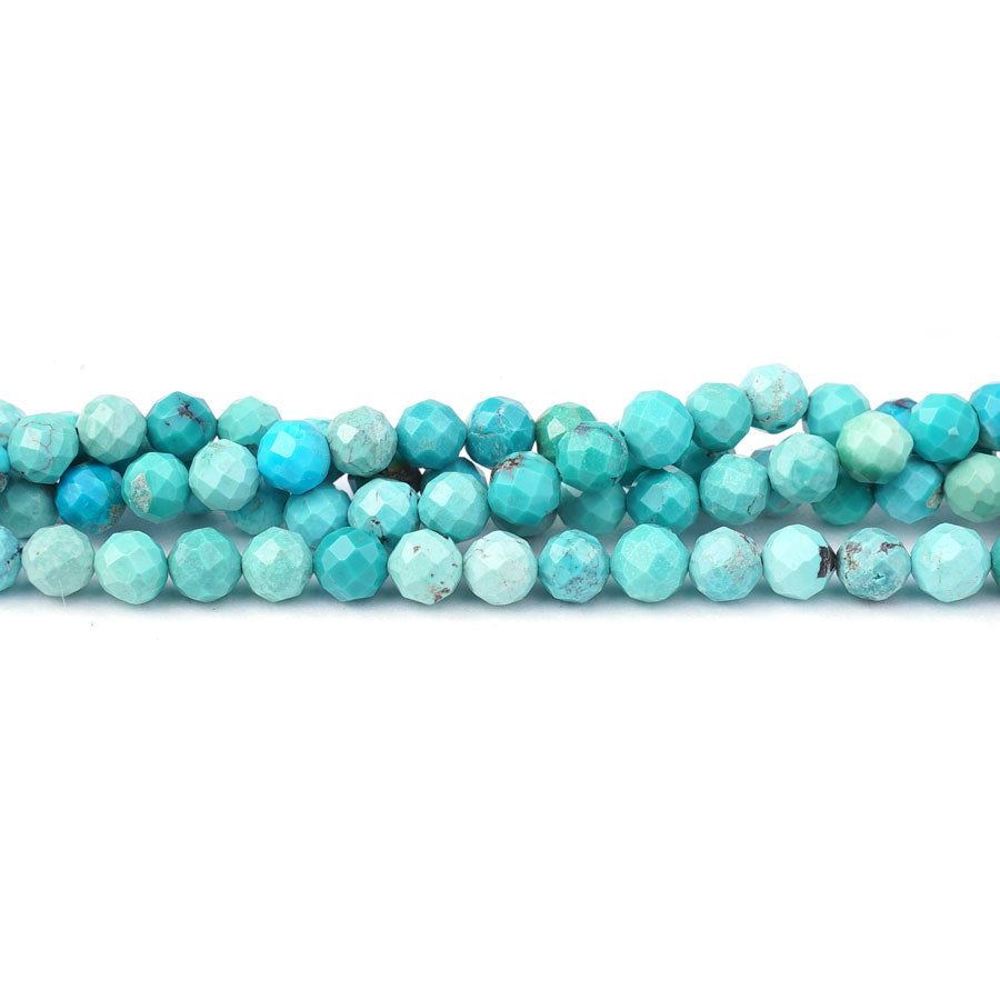 Hubei Turquoise 5mm Blue Green Round Faceted AA Grade - 15-16 Inch