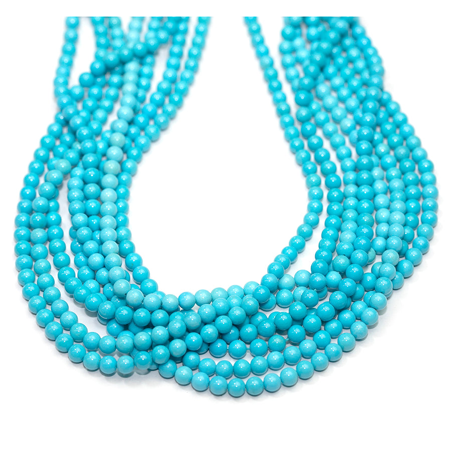Sleeping Beauty Turquoise 4mm Round Limited Editions 18 " Strand - DSPremier