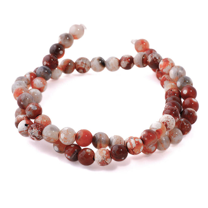 Terra Agate Red 6mm Round - 15-16 Inch