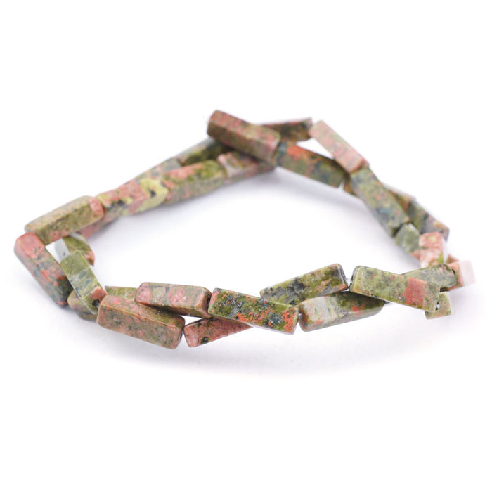 Unakite 4X13mm Rectangle Tube - 15-16 inch