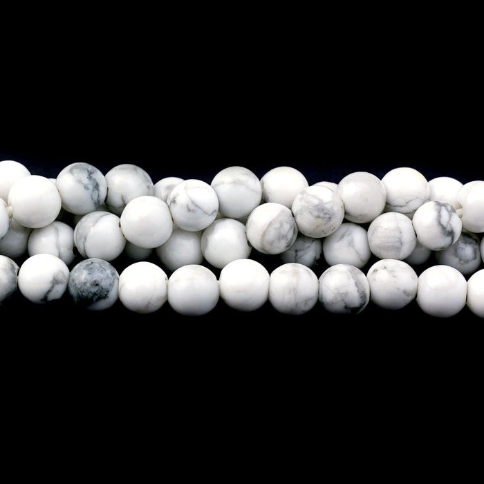 White Howlite 6mm Round Large Hole Beads - 8 Inch