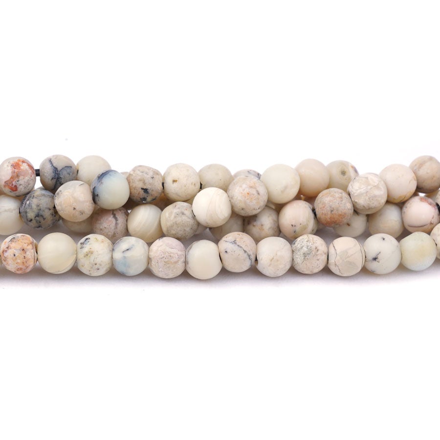 White African opal 6mm Round Matte Large Hole Beads - 8 Inch