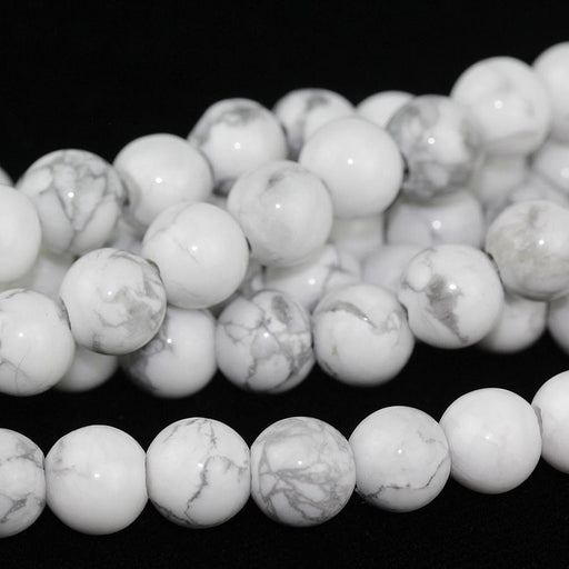 White Howlite 8mm Large Hole Round 8-Inch