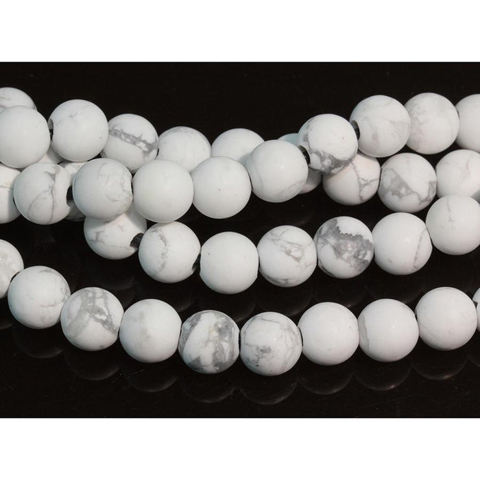 MATTE White Howlite 8mm Large Hole Round 8-Inch