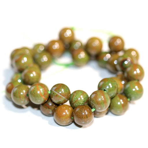 Dyed Green Wood Jasper 10mm Round 15-16 Inch