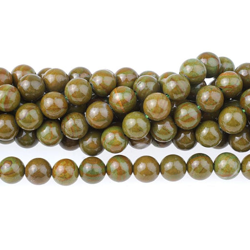 Dyed Green Wood Jasper 8mm Round 15-16 Inch