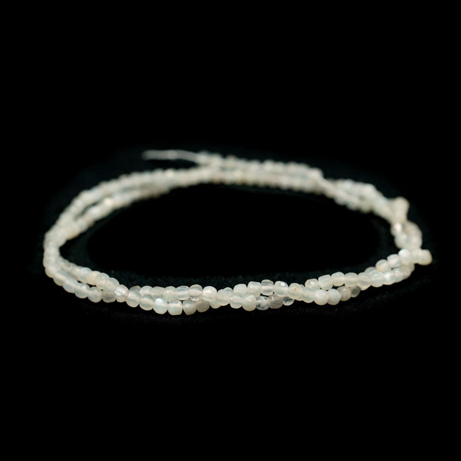 White Moonstone Faceted 2mm Cube - 15-16 Inch