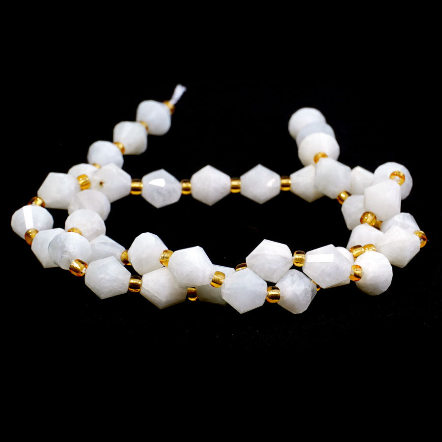 White Moonstone 8mm Bicone Faceted - 15-16 Inch