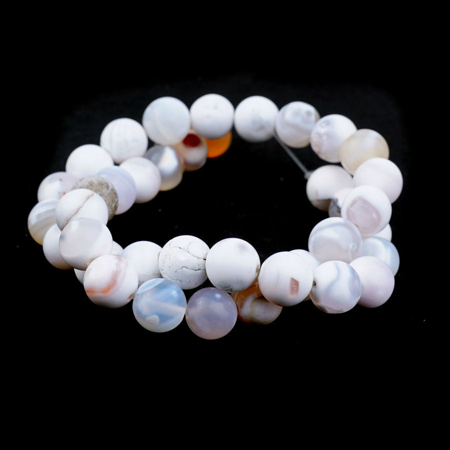 White Porcelain Agate 10mm Matte Round - Limited Editions - 15-16 inch