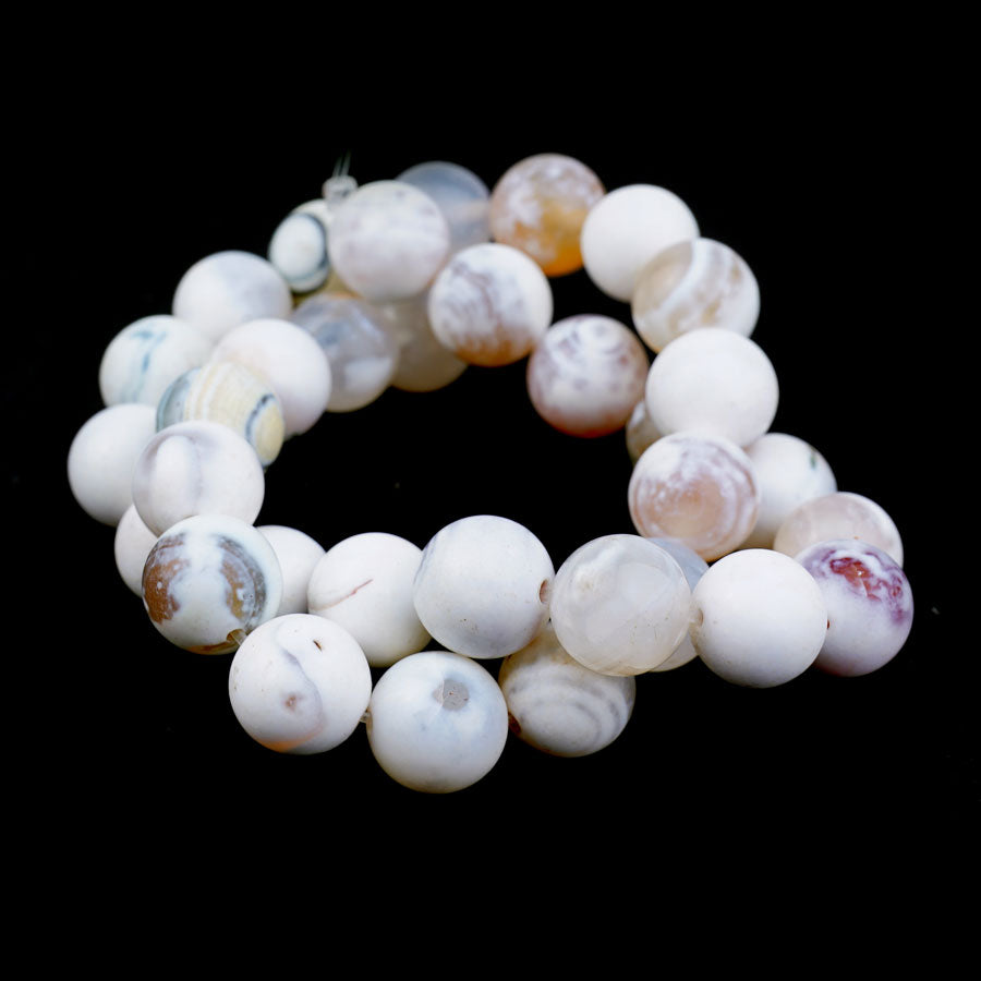 White Porcelain Agate 12mm Round - Limited Editions - 15-16 inch
