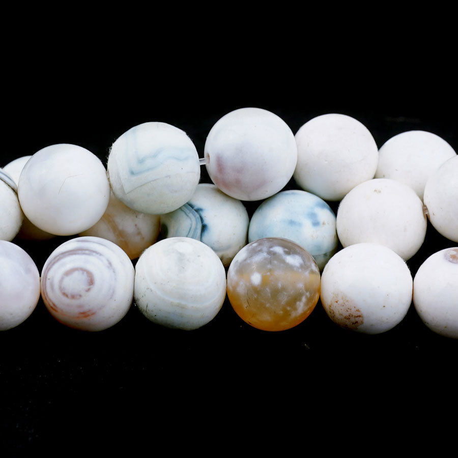 White Porcelain Agate 12mm Round - Limited Editions - 15-16 inch