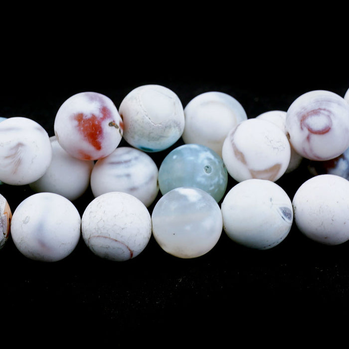 White Porcelain Agate 12mm Matte Round - Limited Editions - 15-16 inch